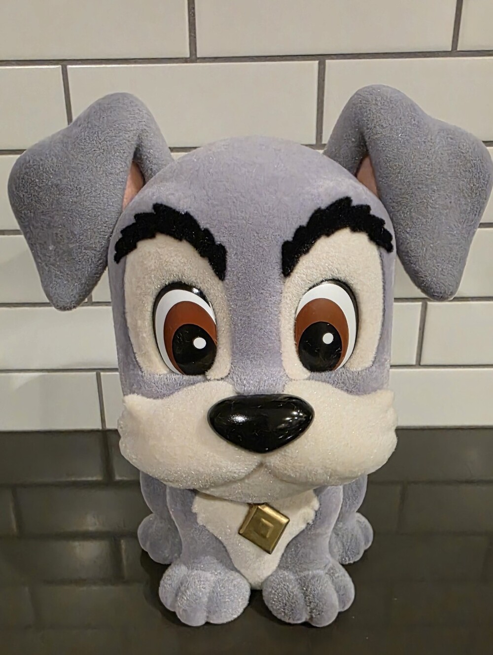 Gray Plush Dog Plush Piggy Bank